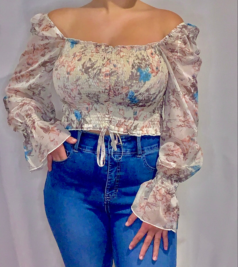 Beige Floral Top