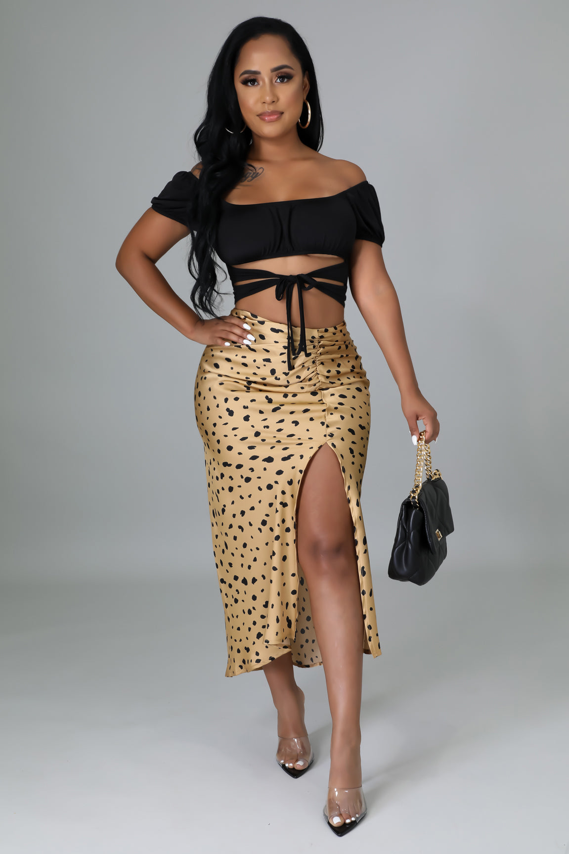 Leopard Satin Skirt