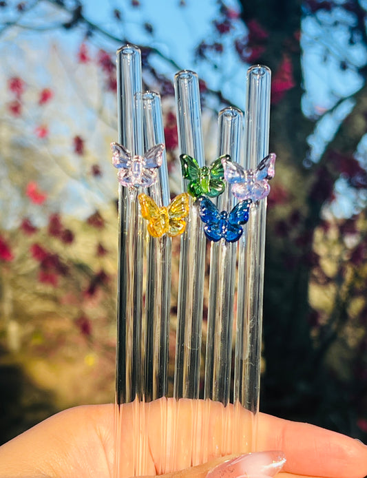 Butterfly Reusable Glass Straw