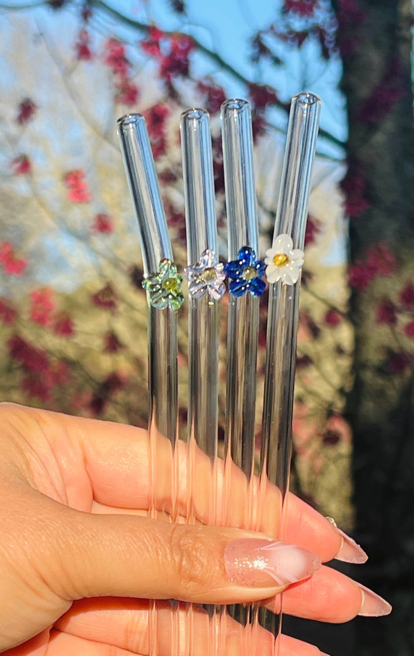 Flower Reusable Glass Straw