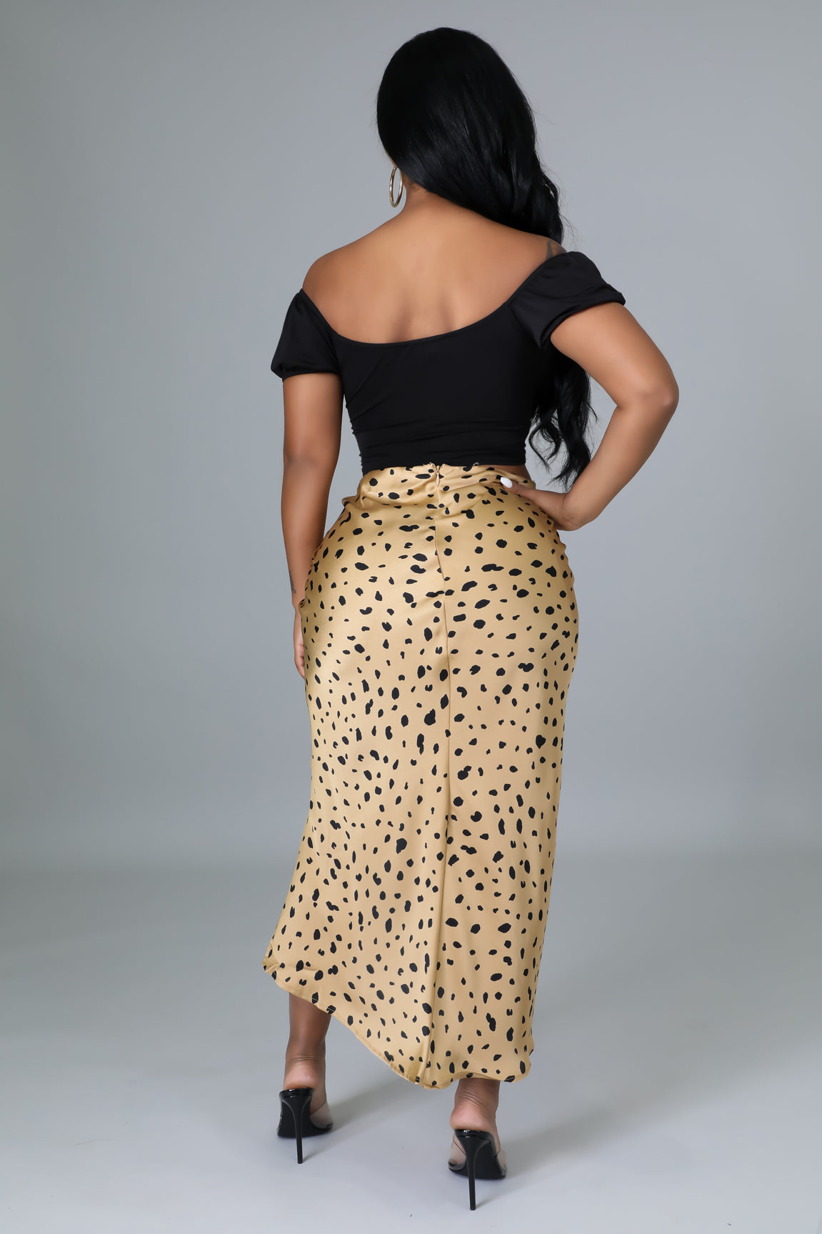 Leopard Satin Skirt