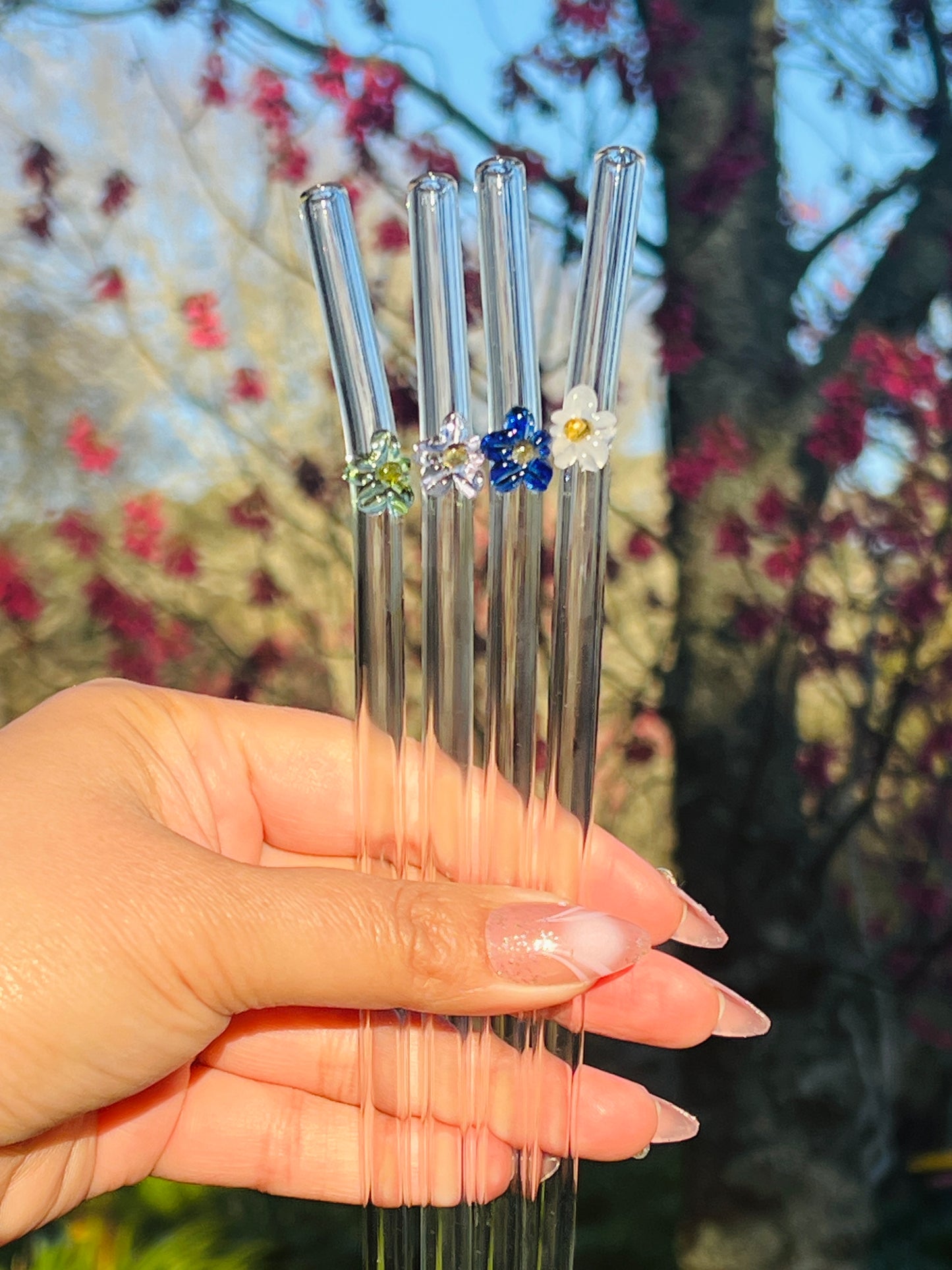 Flower Reusable Glass Straw