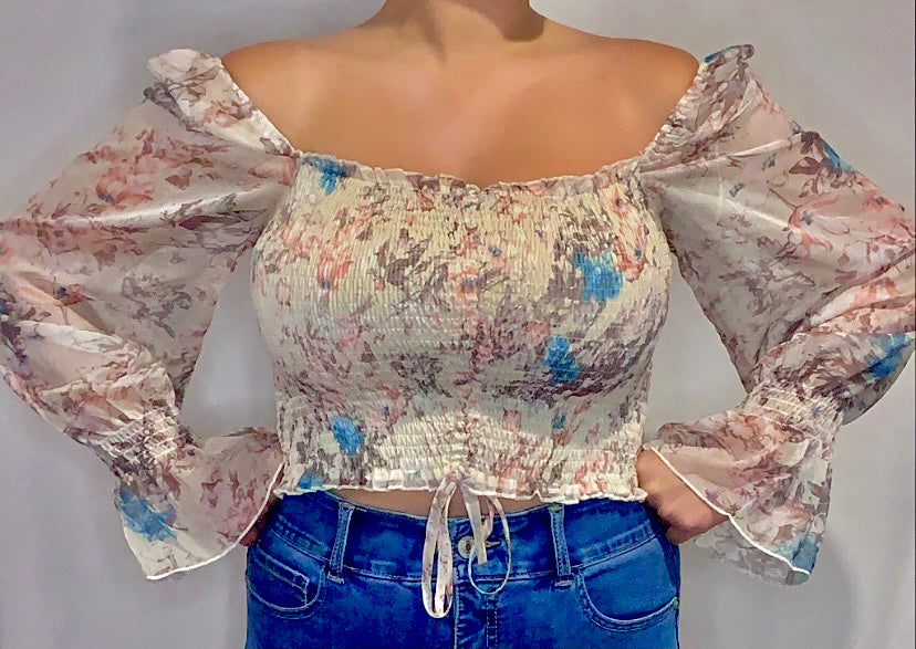 Beige Floral Top