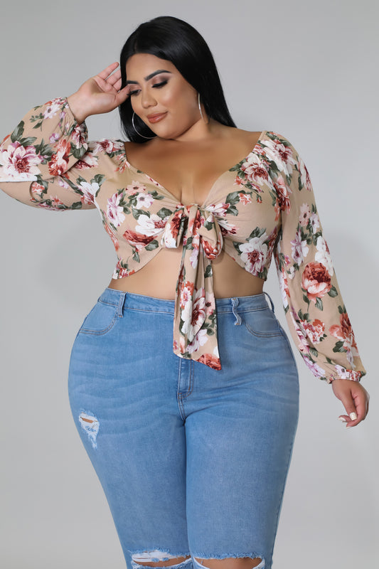 Taupe Floral Top